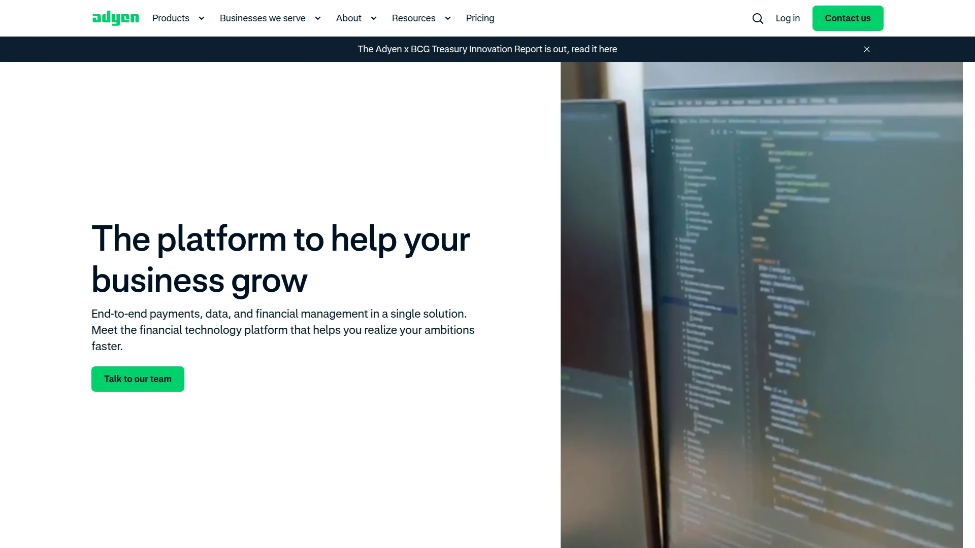 Adyen platform screenshot
