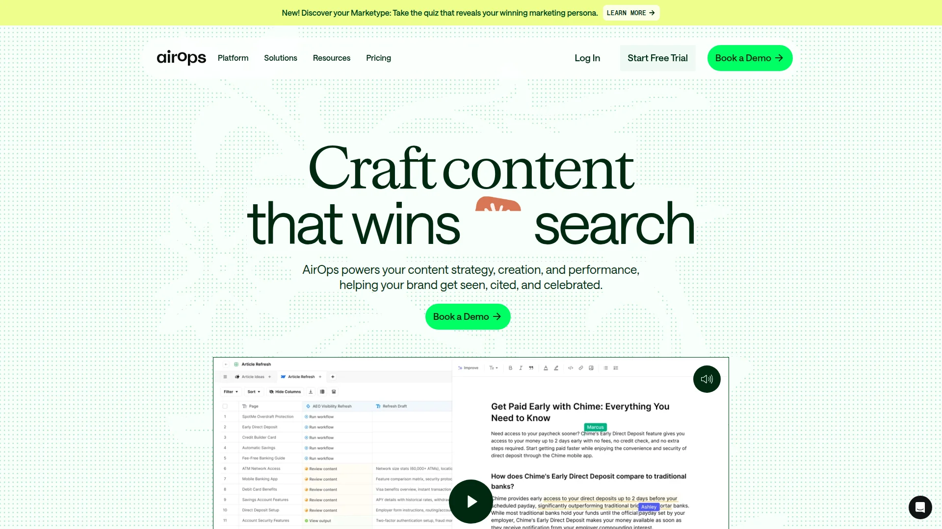 AirOps answer engine optimization dashboard