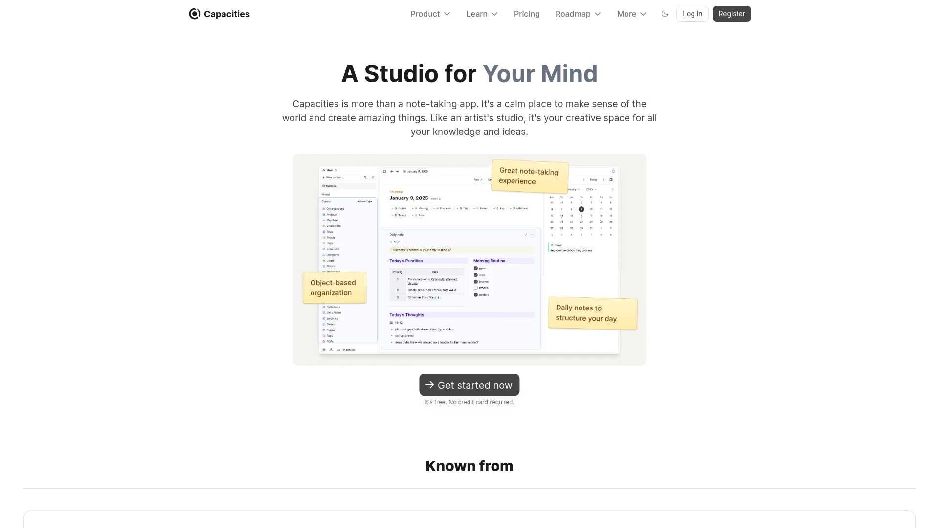 Capacities app interface screenshot