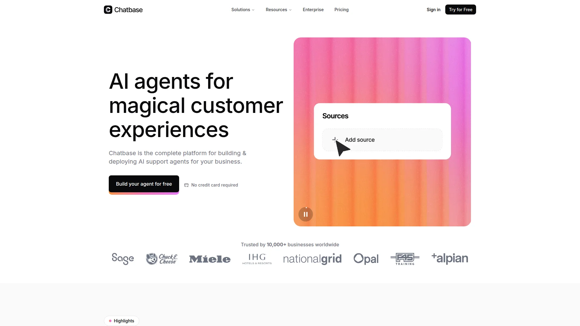 Chatbase AI training interface screenshot