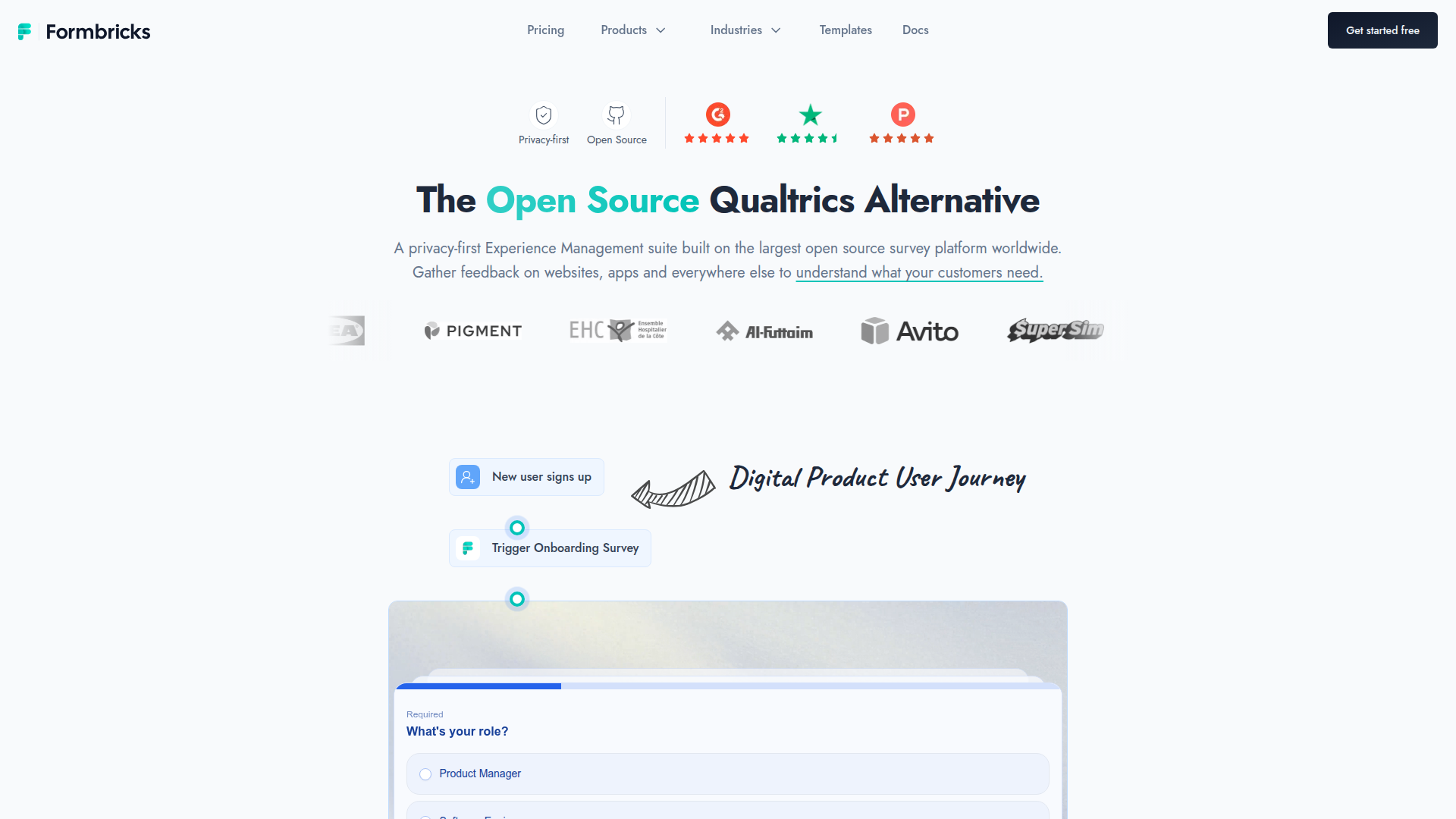 Formbricks open-source survey platform interface