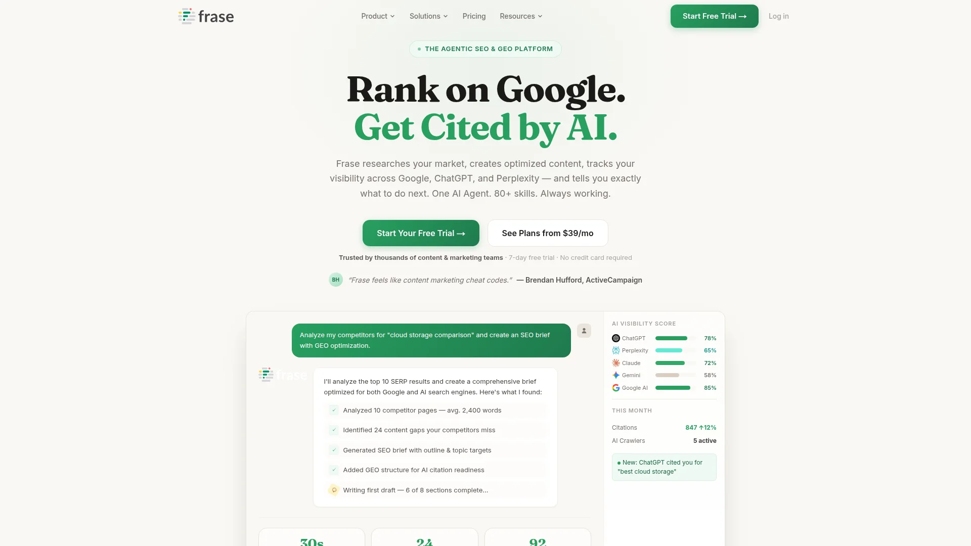 Frase content optimization interface screenshot