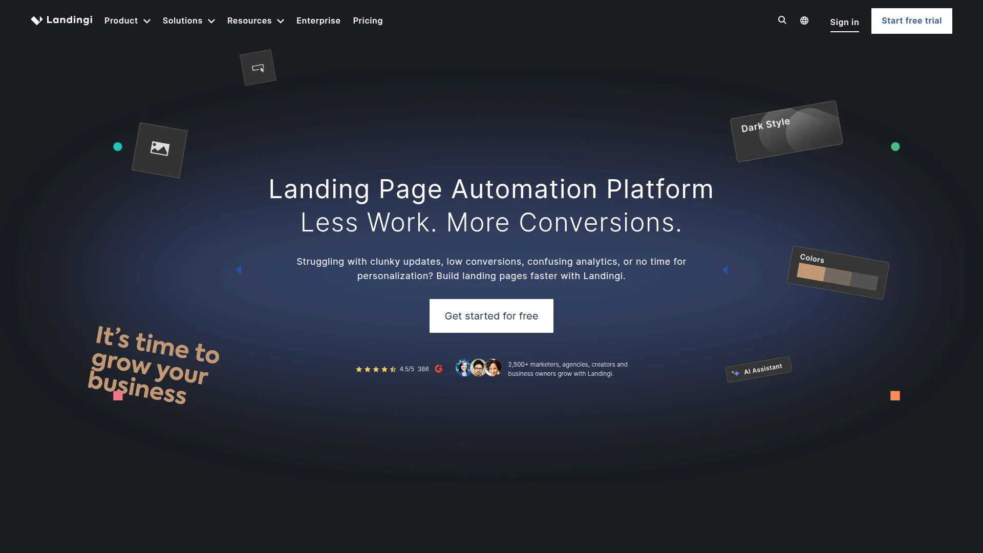 Landingi homepage screenshot