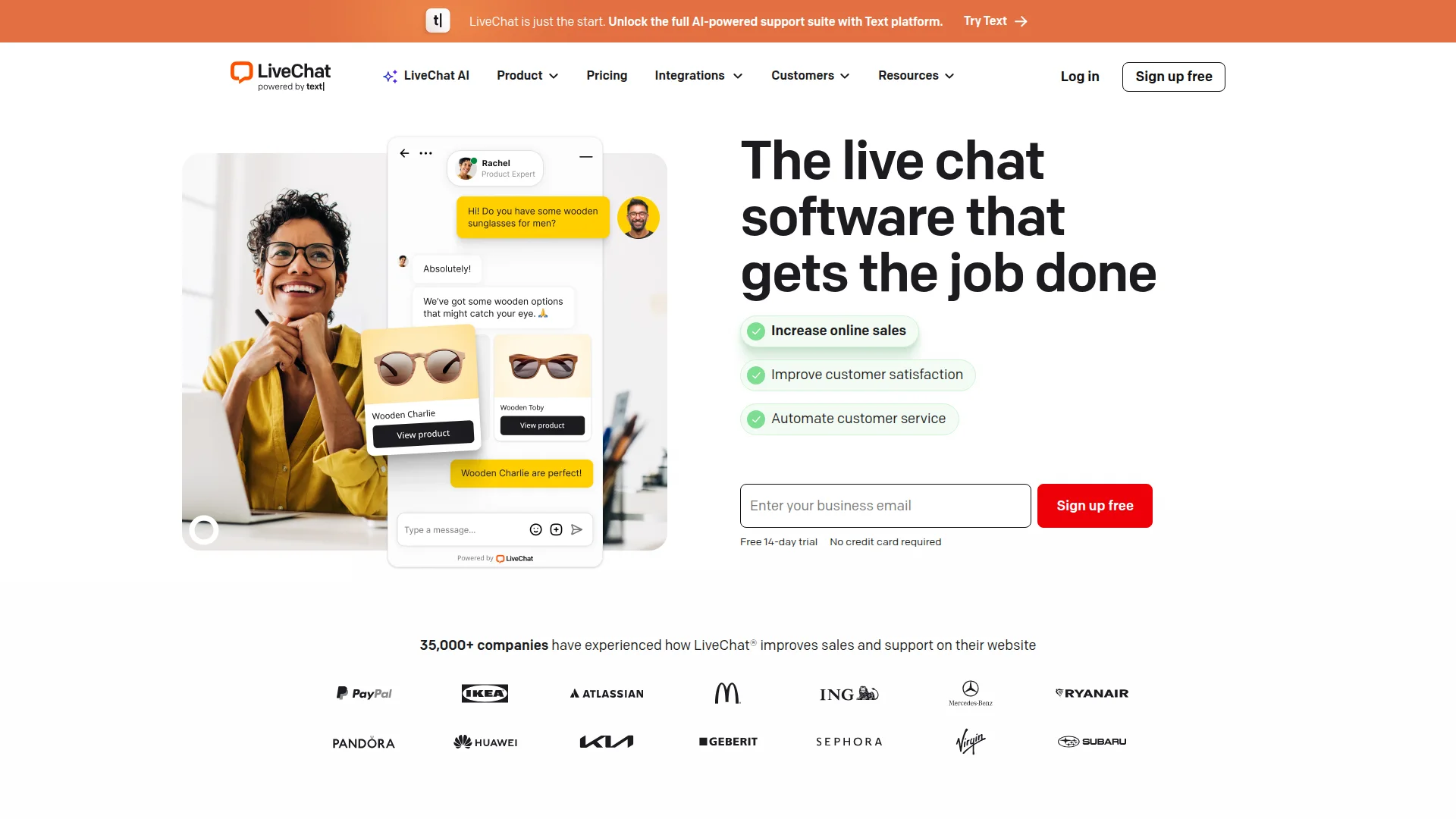 LiveChat enterprise dashboard screenshot