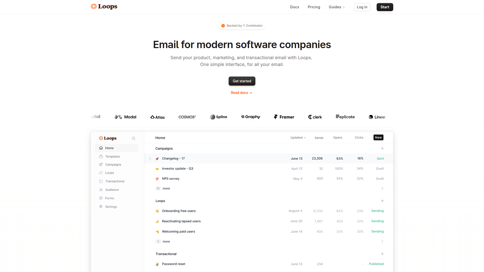 Loops homepage screenshot