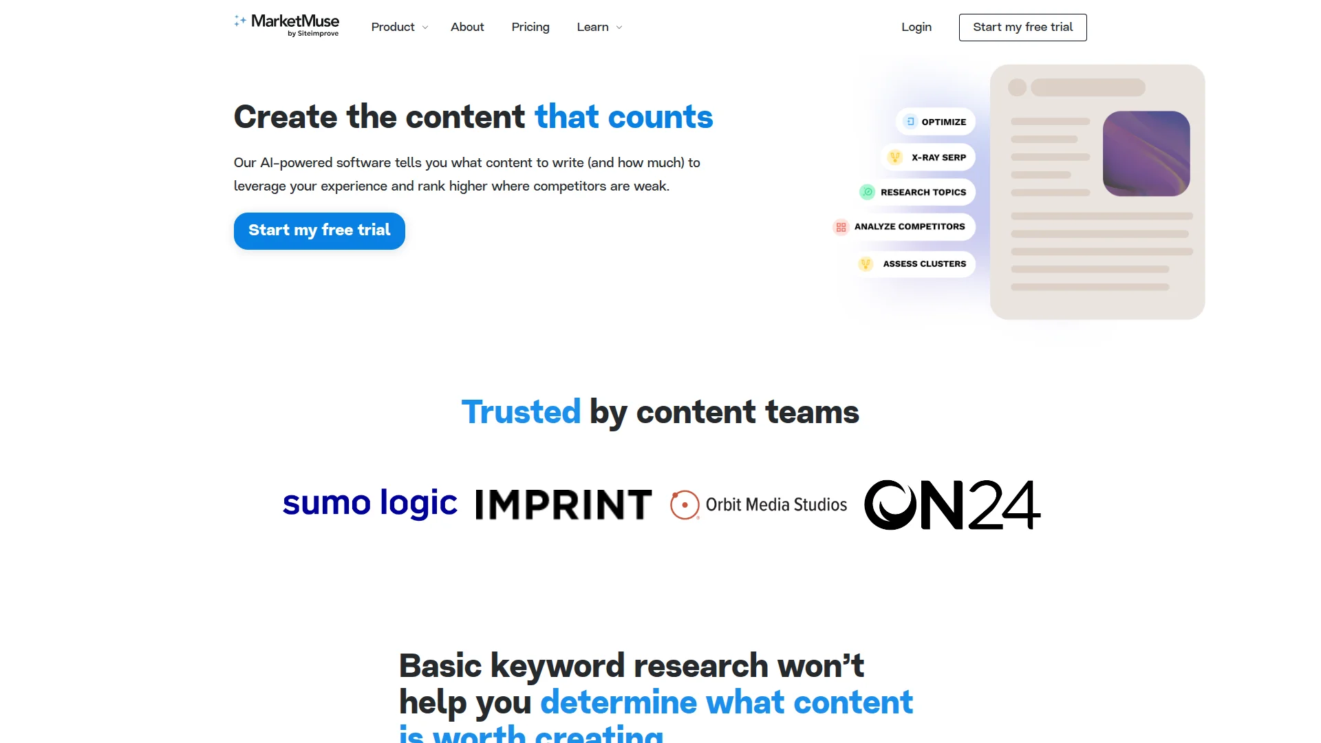 MarketMuse content inventory screenshot