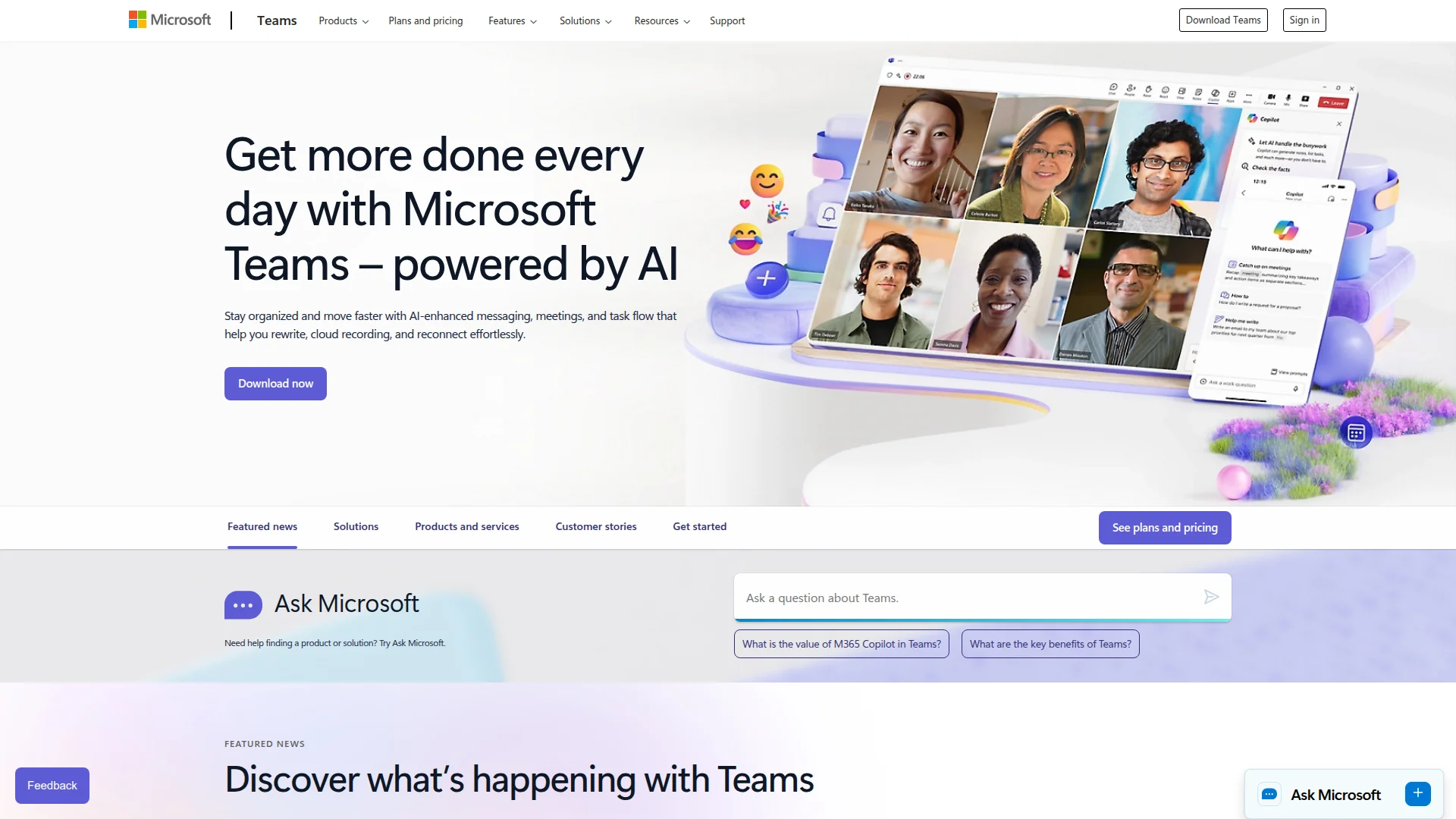 Microsoft Teams interface with channels and video