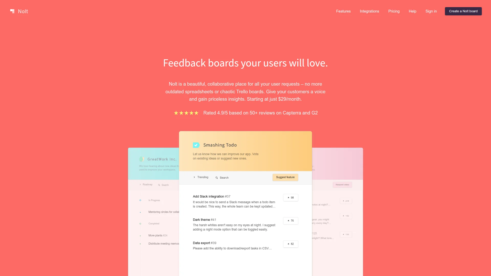 Nolt feedback board screenshot