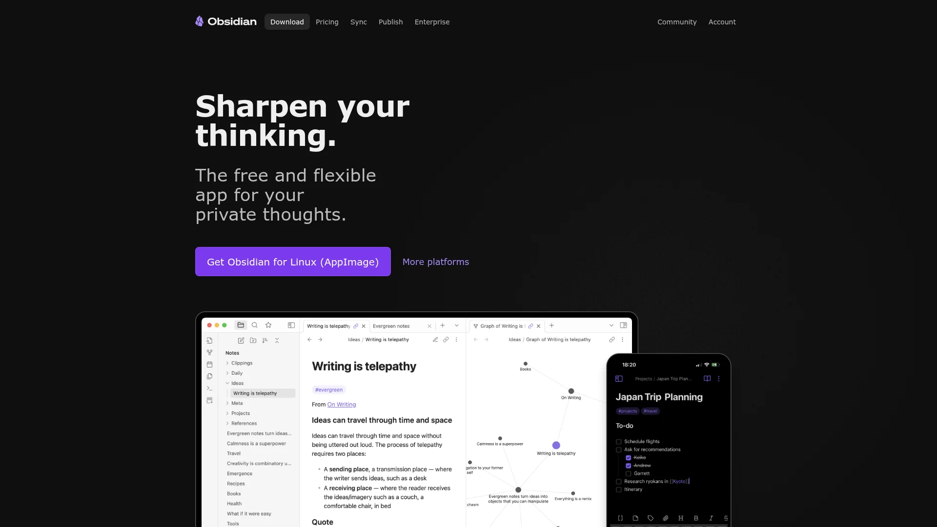 Obsidian app interface screenshot