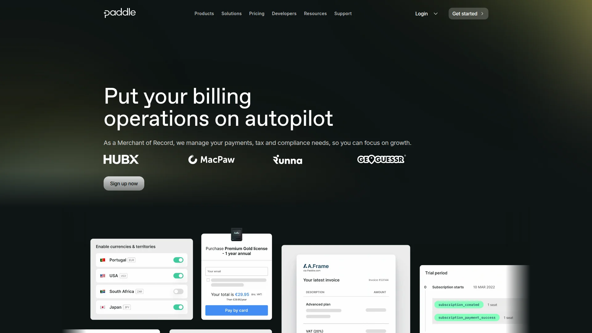 Paddle dashboard screenshot