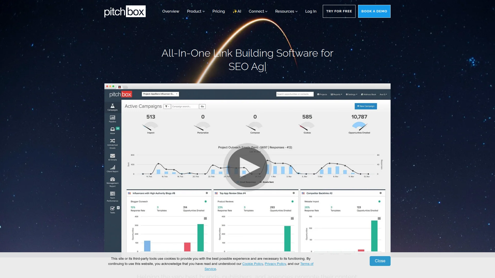 Pitchbox outreach campaign dashboard