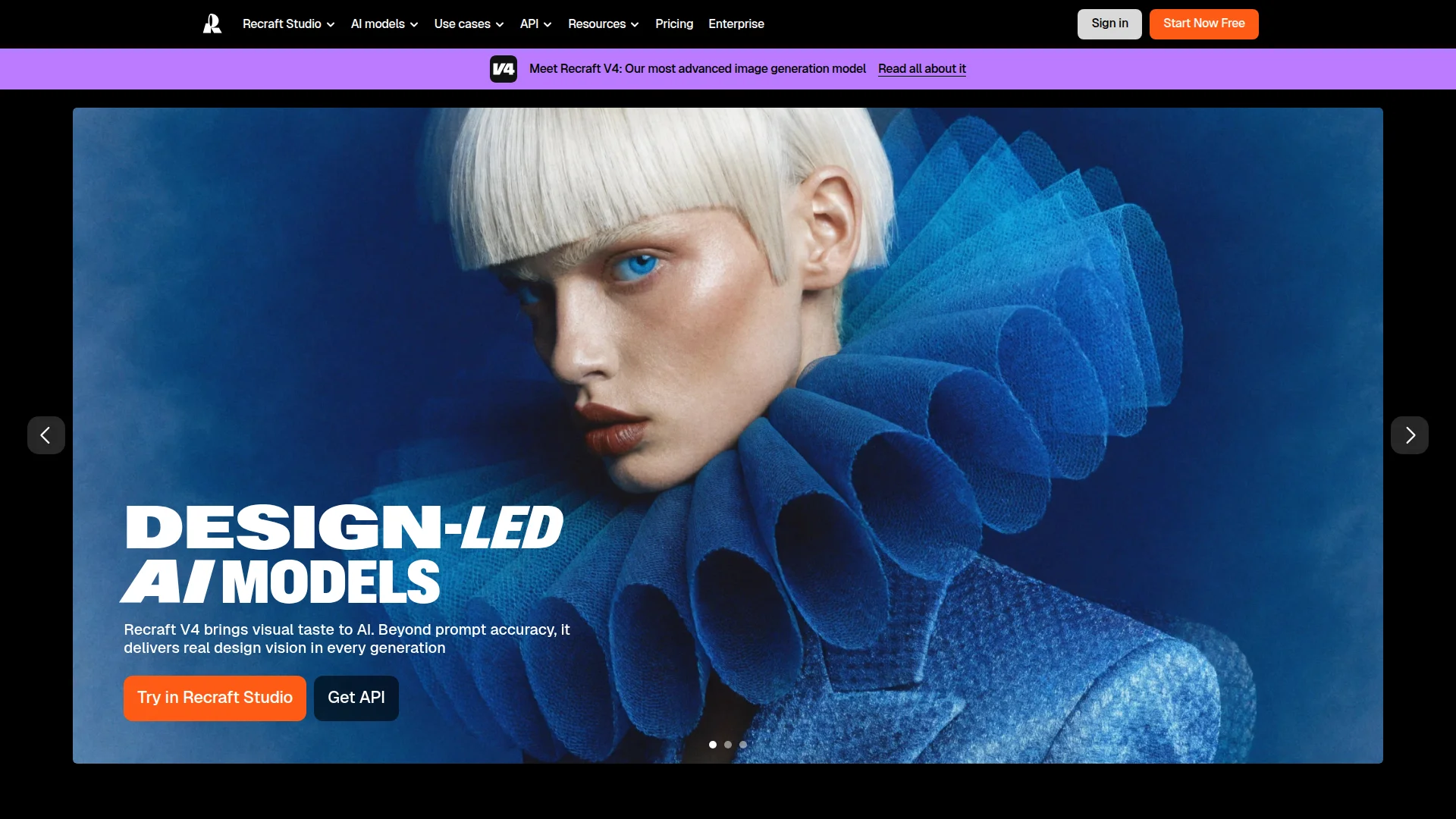 Recraft homepage screenshot
