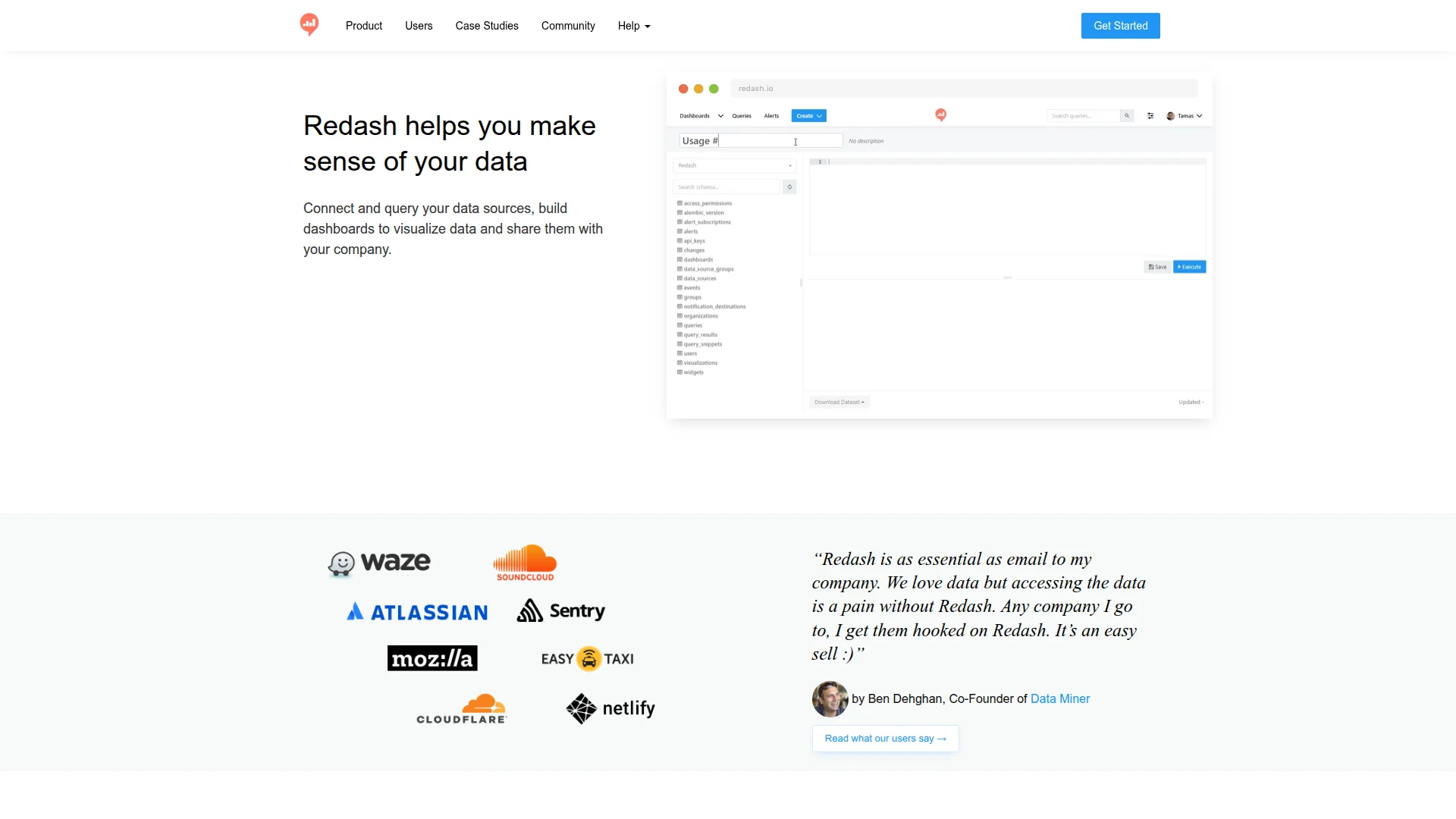 Redash SQL editor screenshot