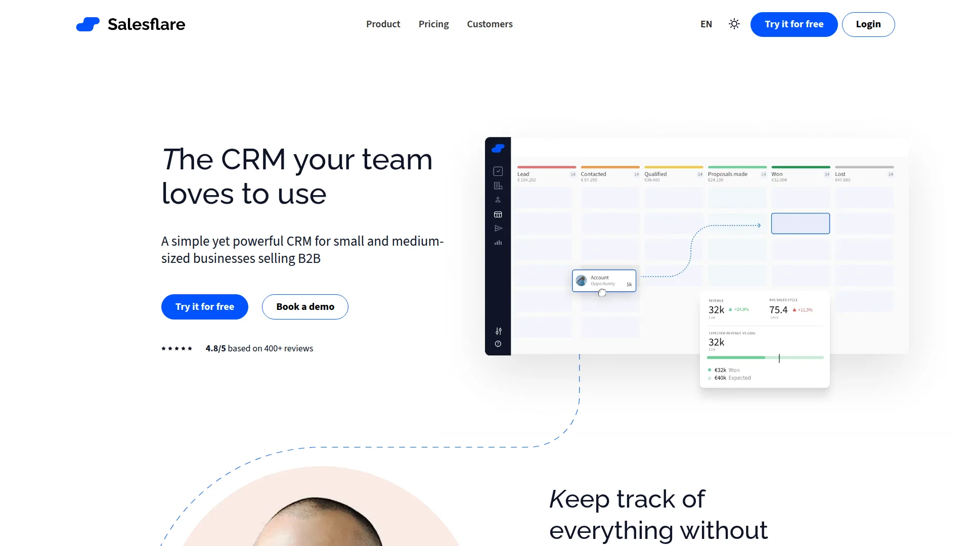 Salesflare automated data entry screenshot