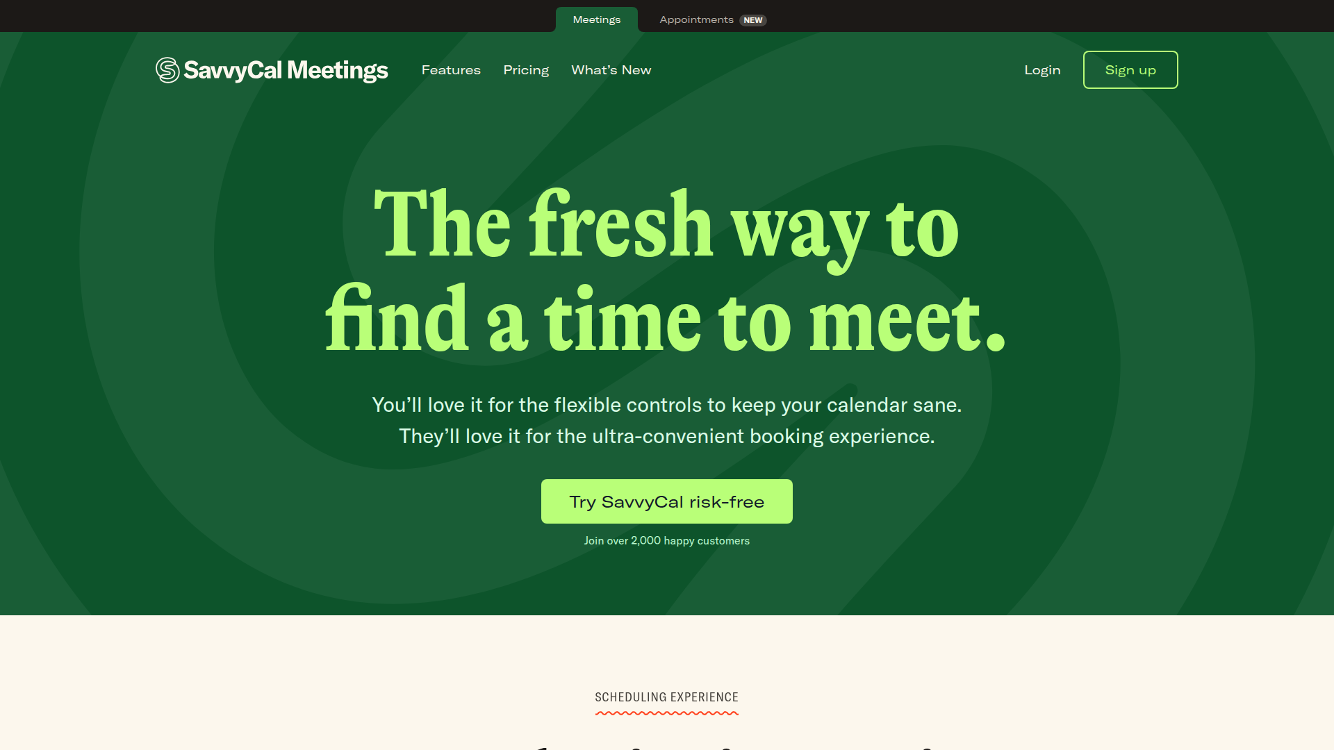 SavvyCal homepage screenshot