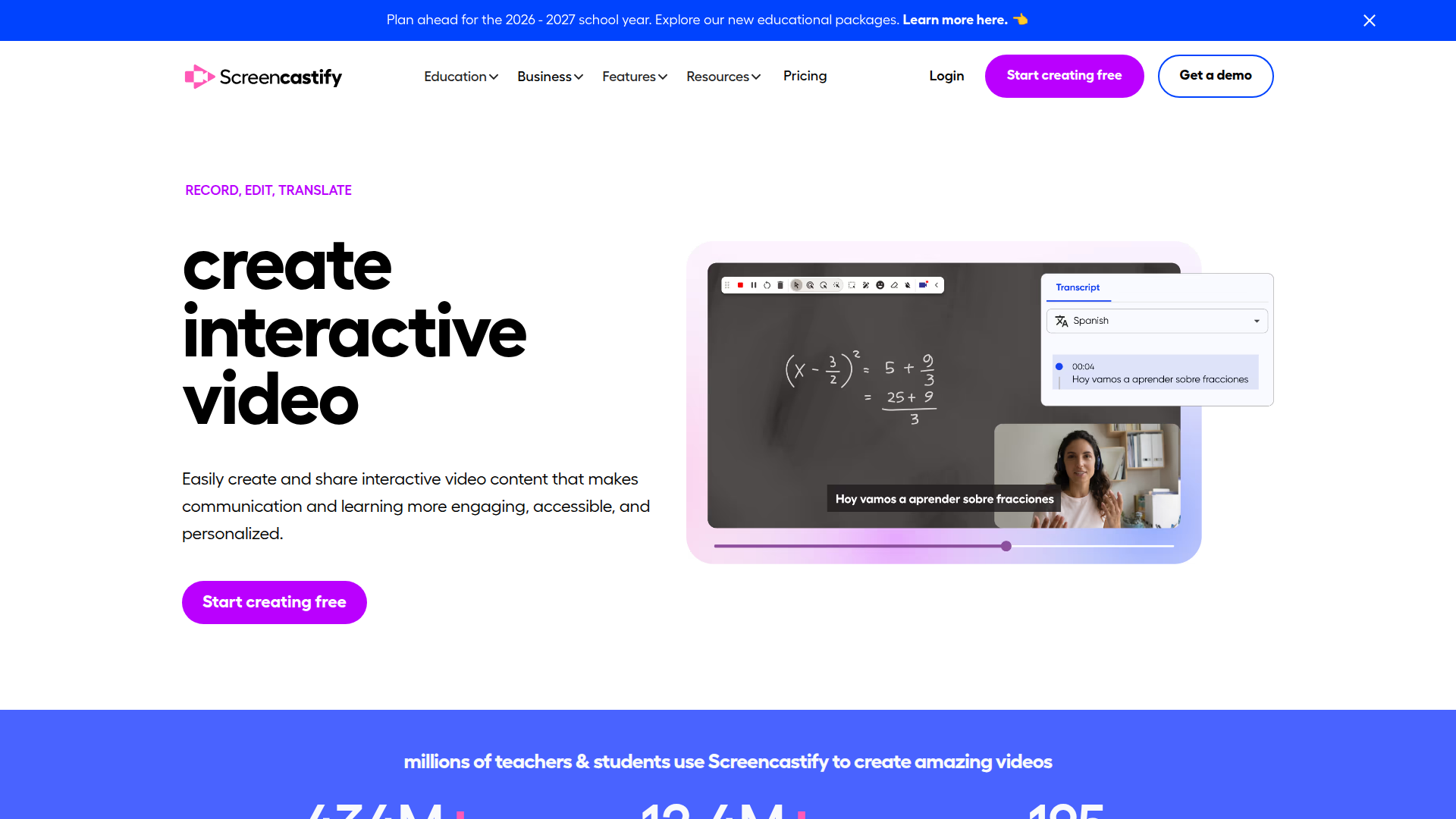 Screencastify homepage screenshot