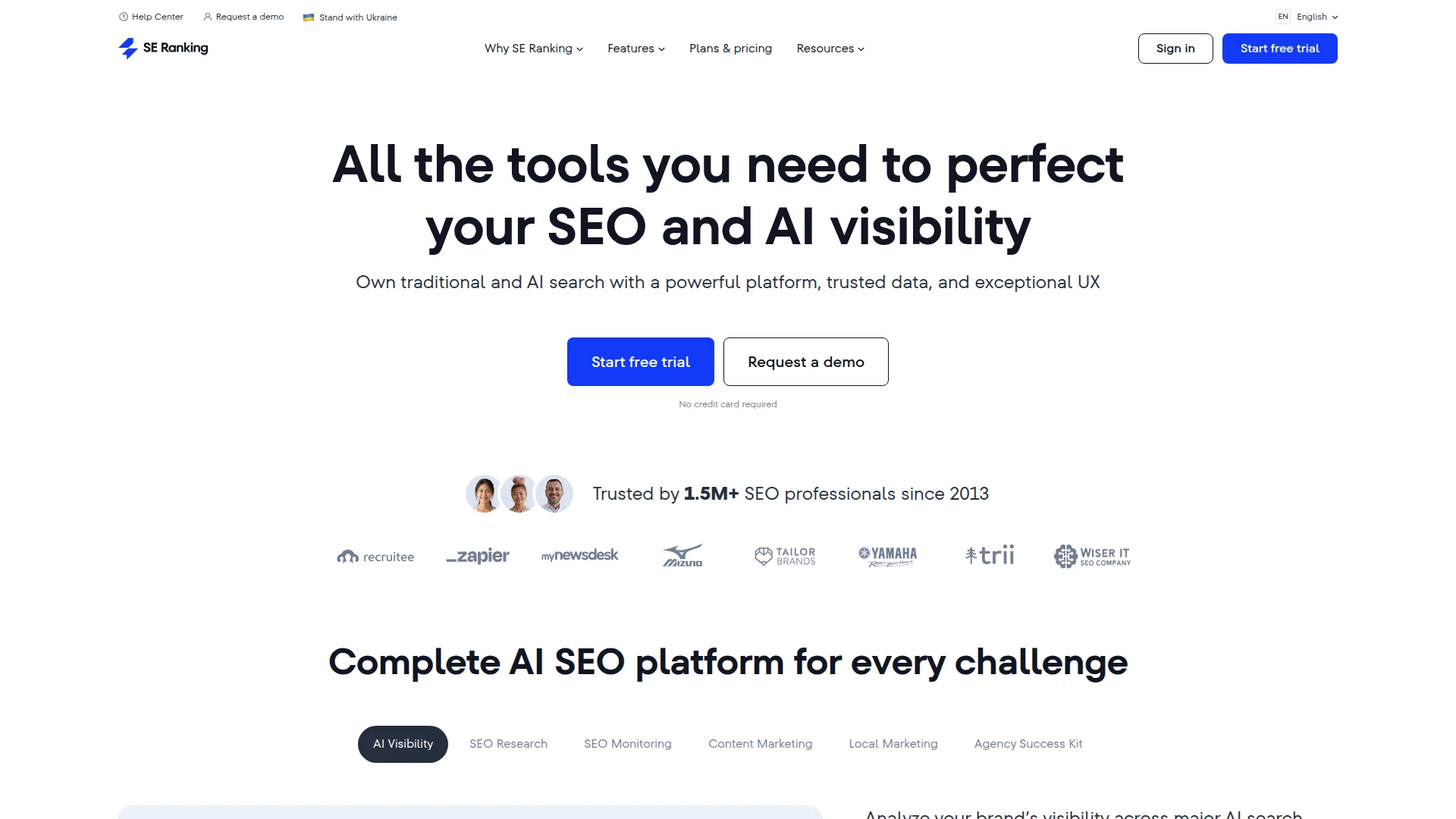 SE Ranking SEO platform dashboard