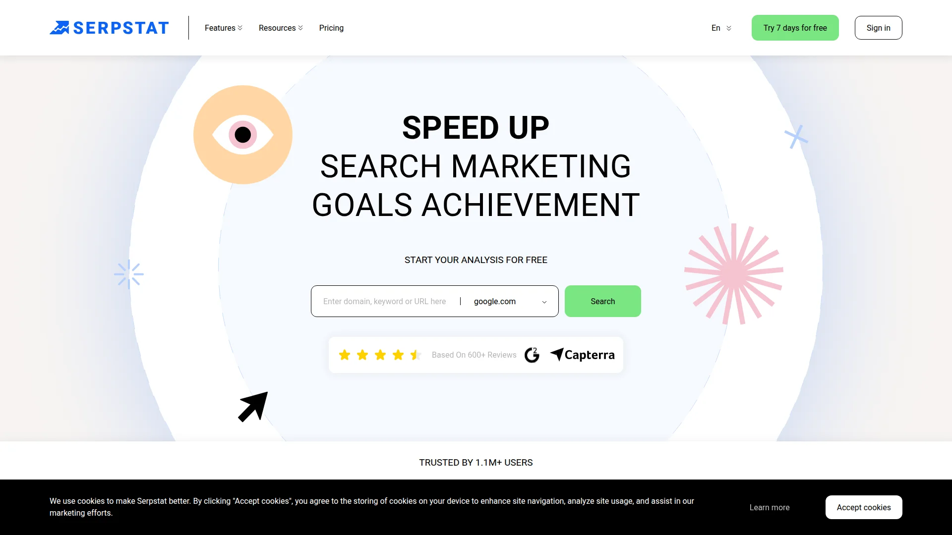 Serpstat keyword research interface