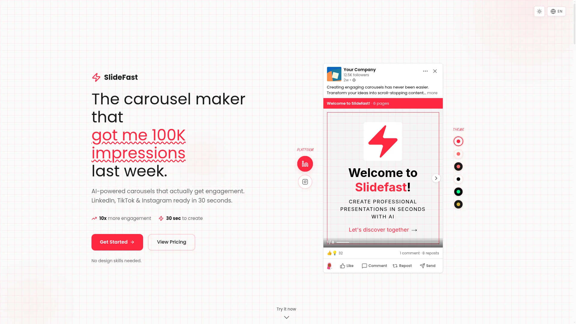SlideFast homepage screenshot
