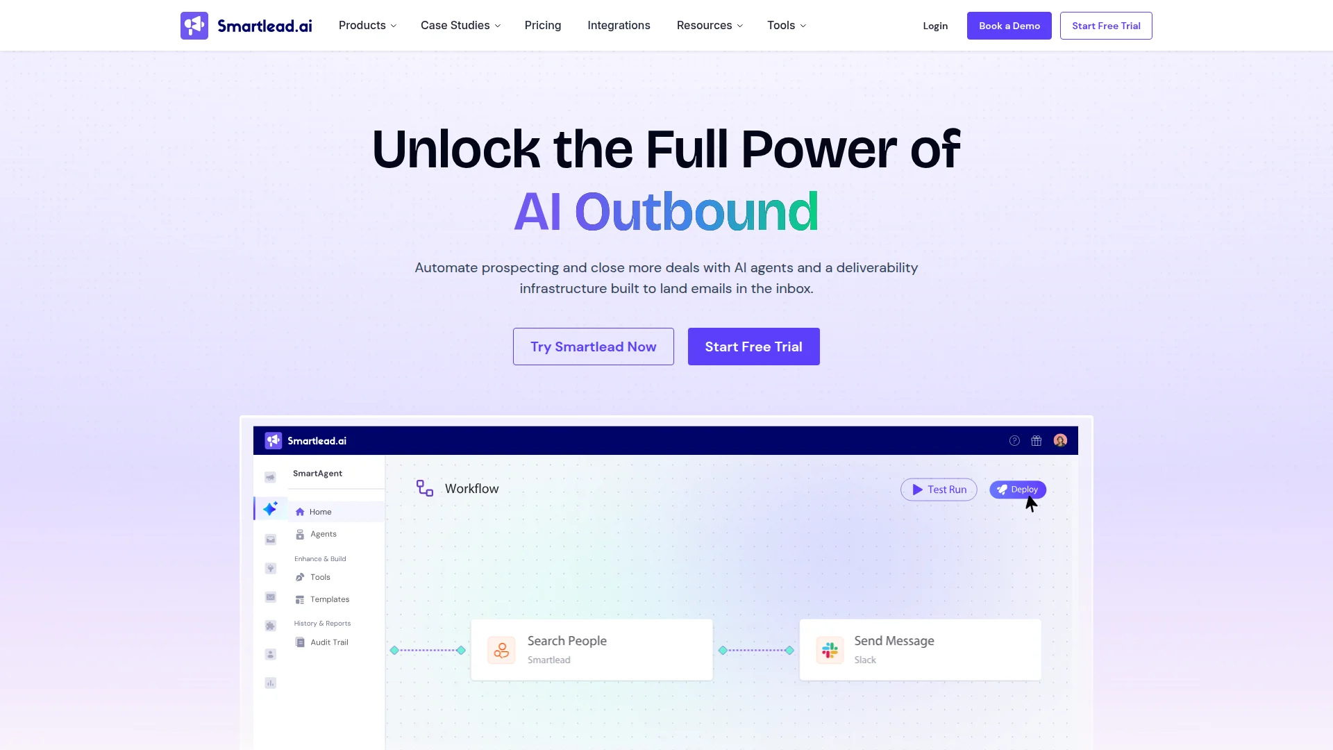 Smartlead homepage screenshot
