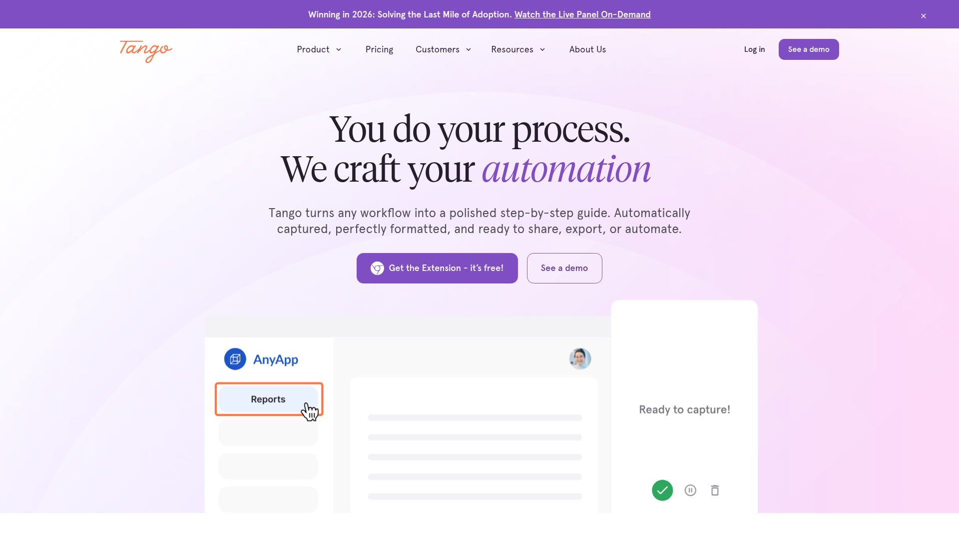 Tango homepage screenshot