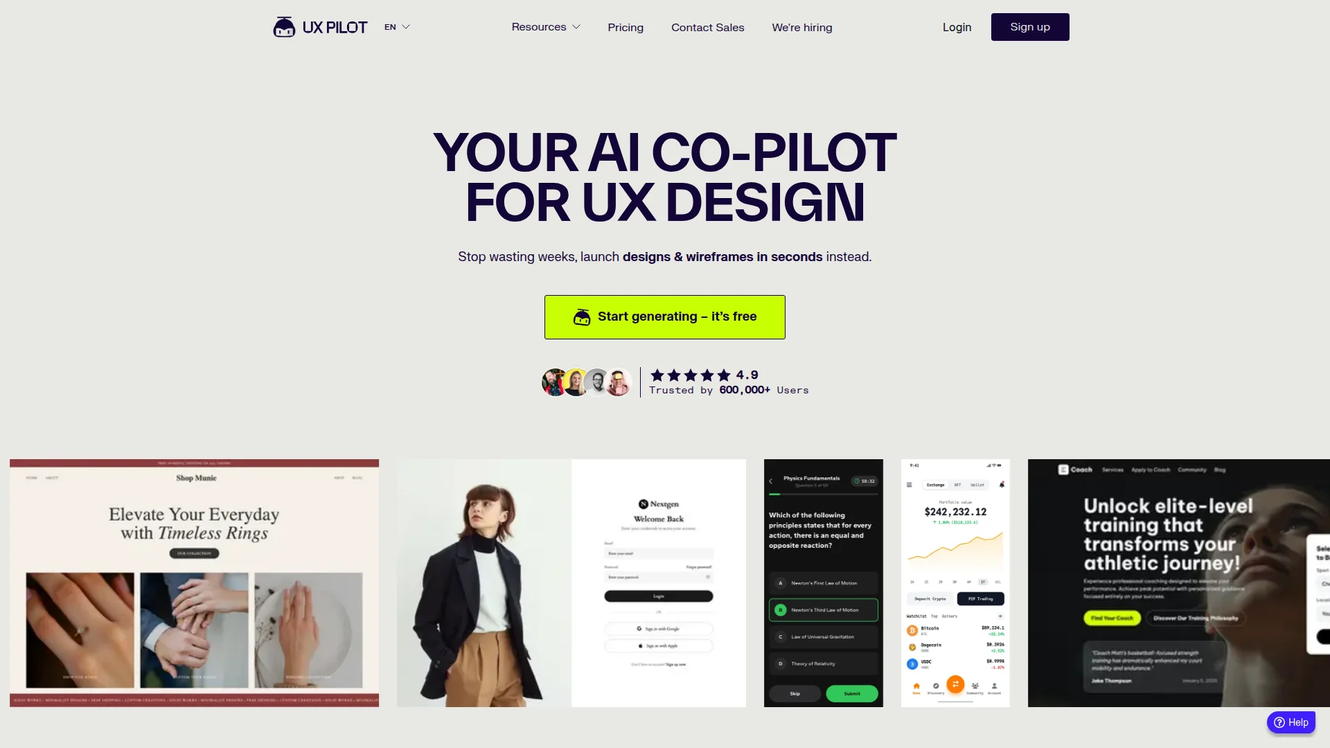 UX Pilot homepage screenshot
