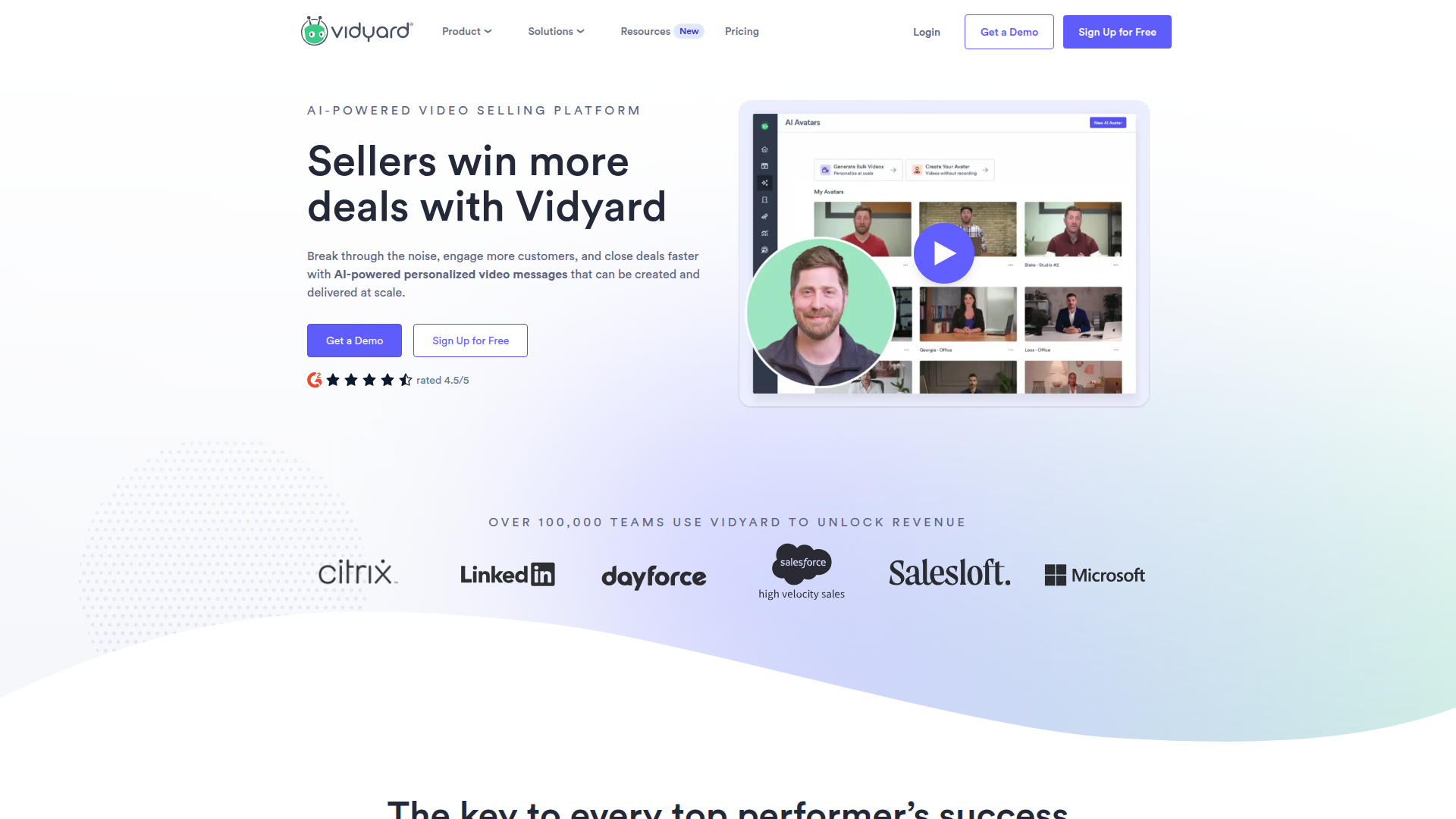 Vidyard homepage screenshot