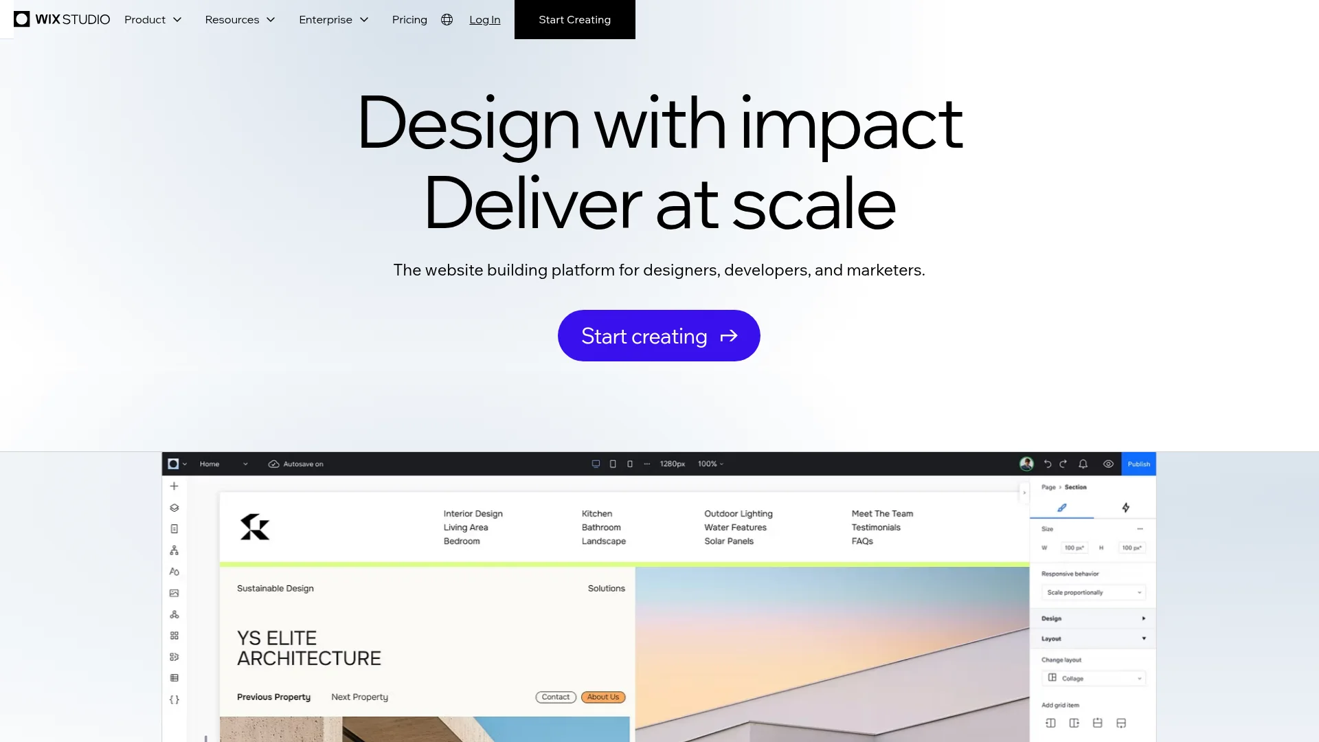 Wix Studio homepage screenshot