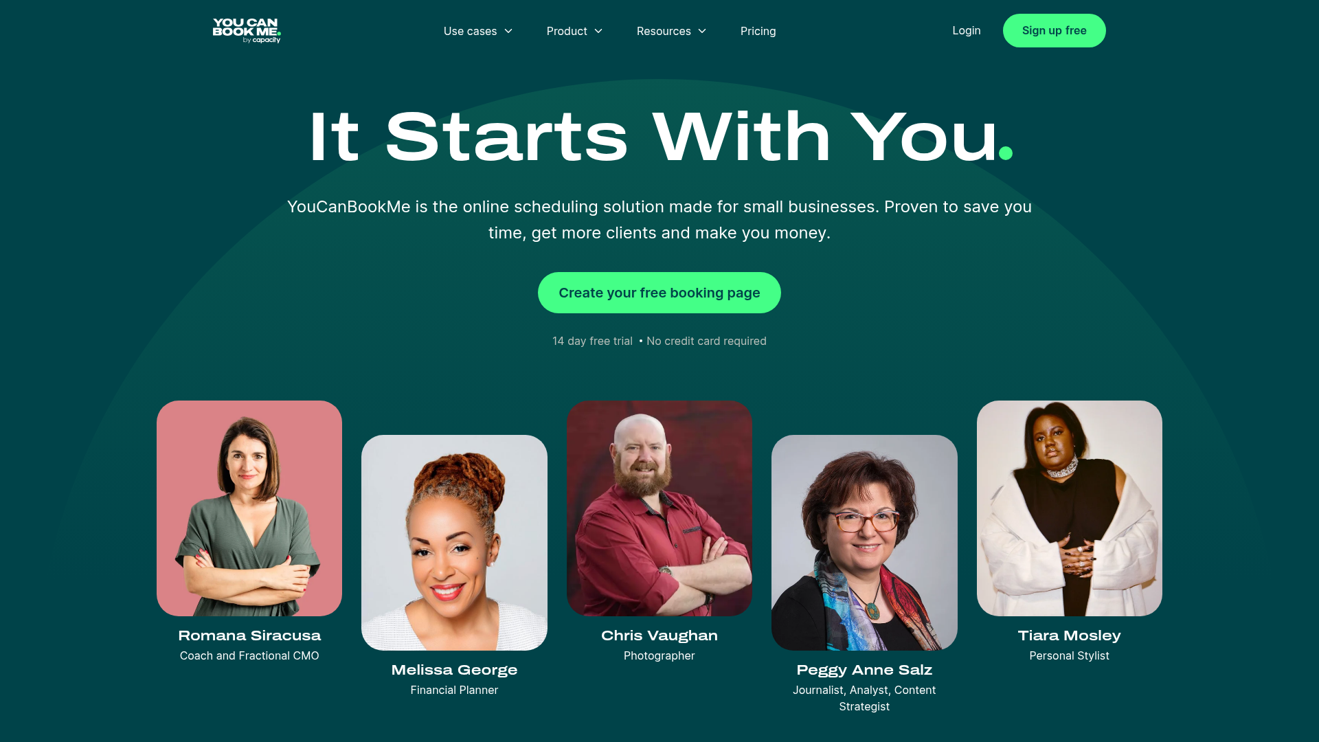 YouCanBookMe homepage screenshot