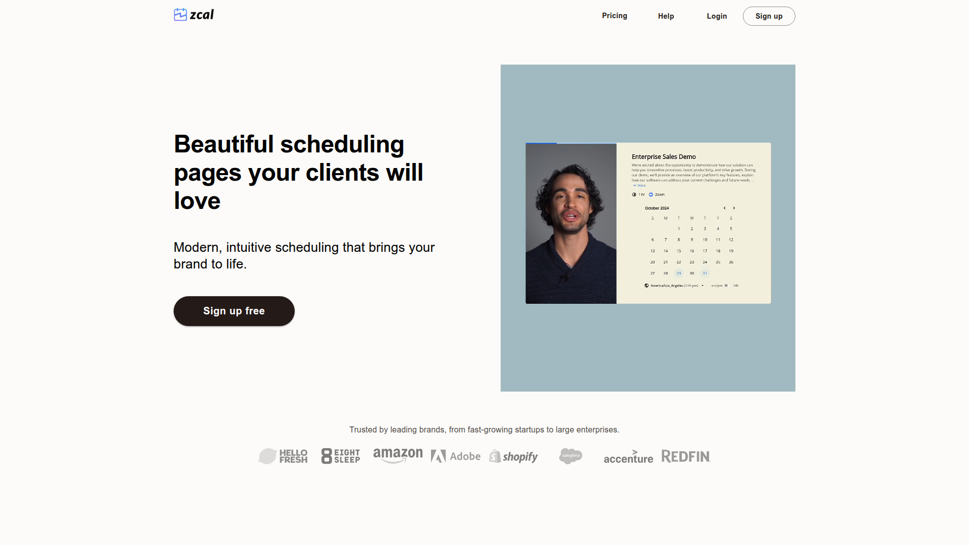Zcal homepage screenshot