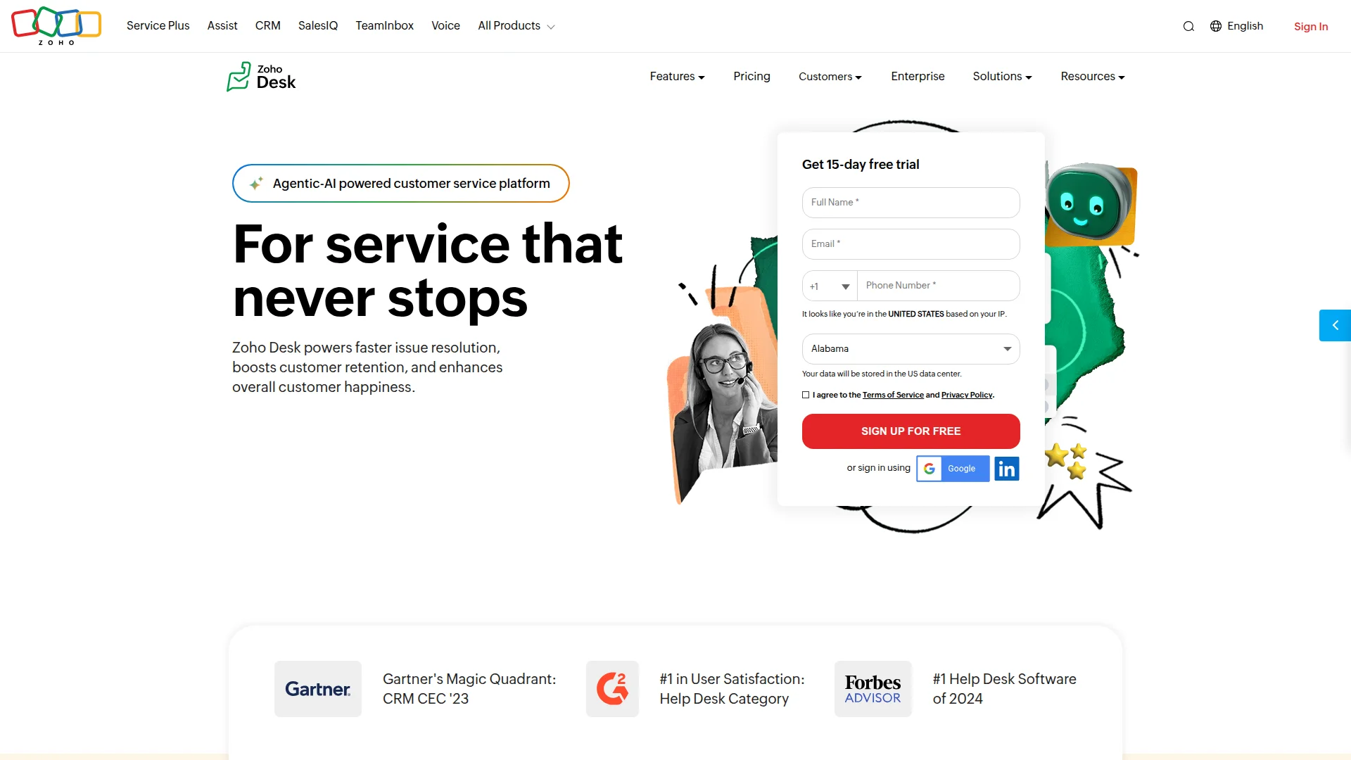 Zoho Desk dashboard screenshot