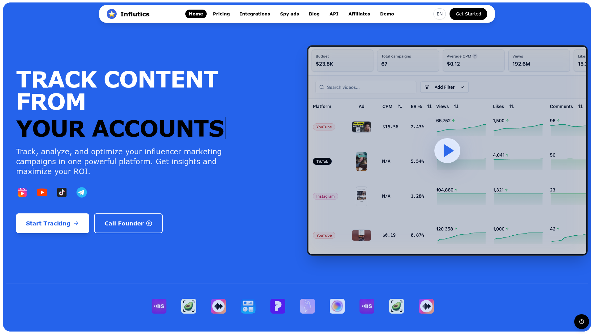Influtics screenshot