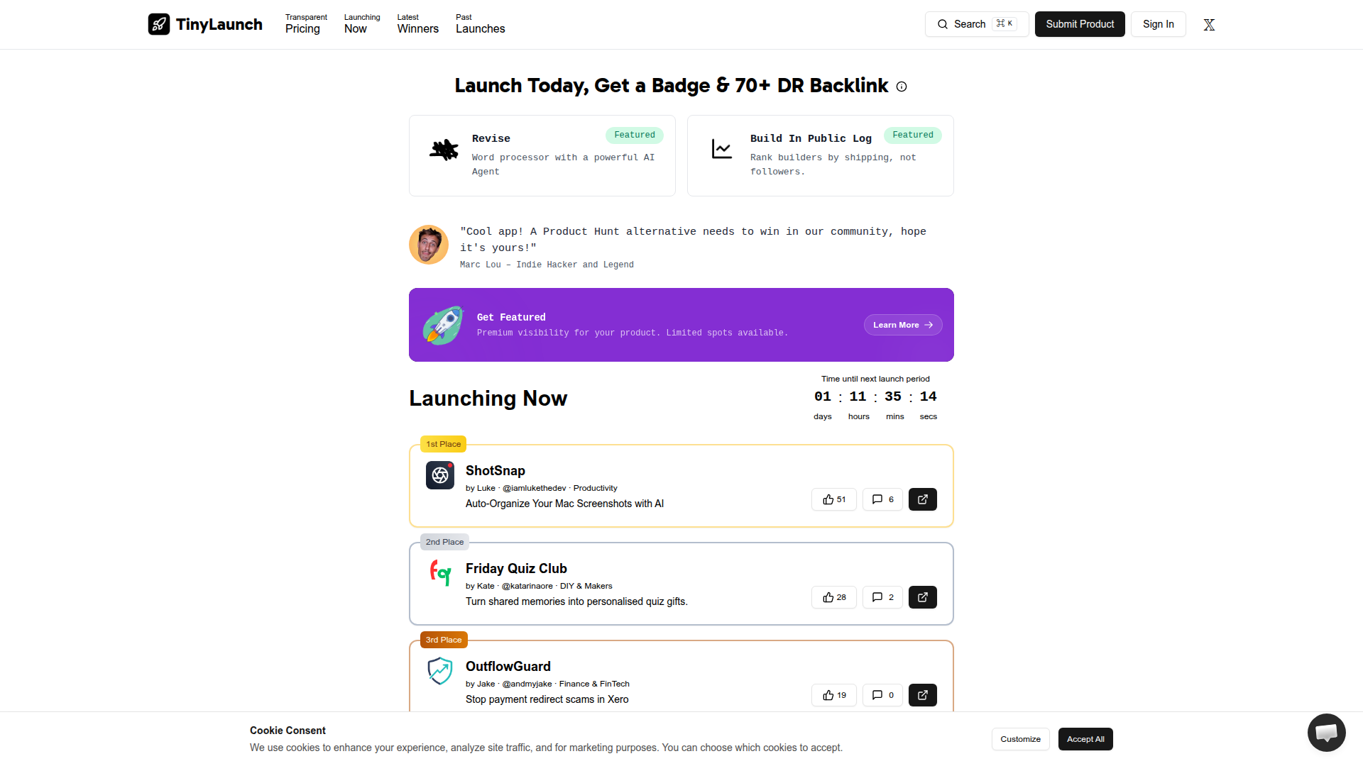 TinyLaunch screenshot